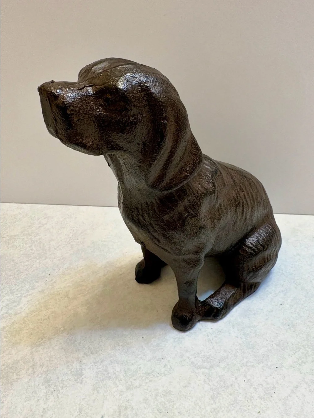 Brown Dog Figurine Cast Iron Decor Doorstop